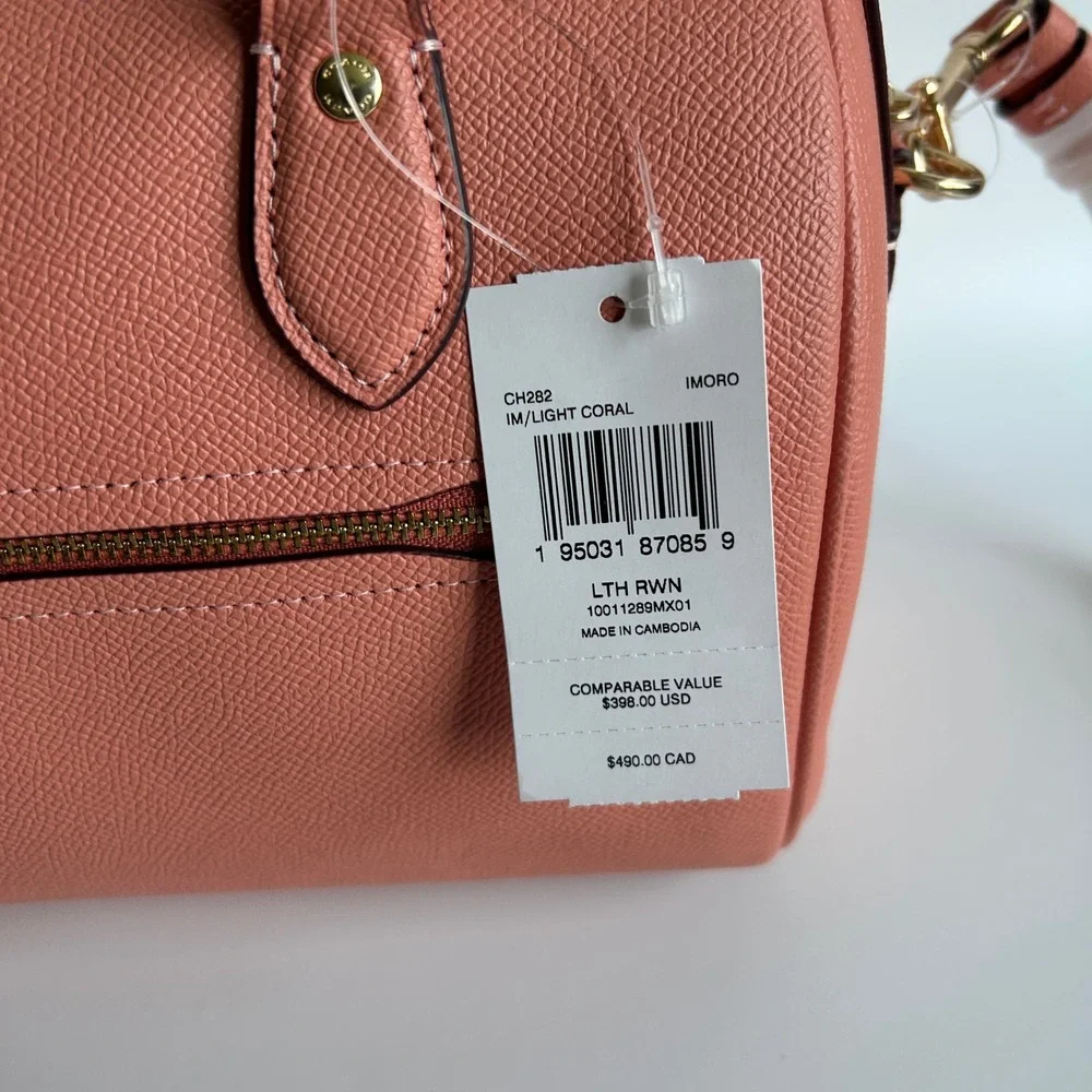 Coach Rowan Satchel Light Coral Crossgrain Leather Bag CH282